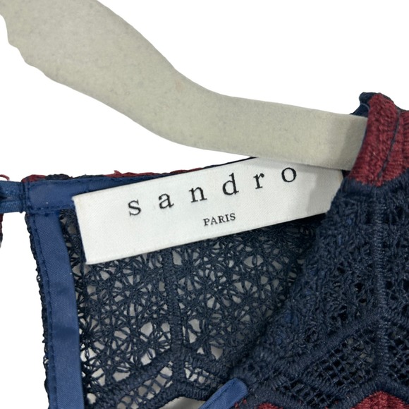 Sandro Paris Long Sleeves Lace Blouse Top Size 1 Small - Picture 5 of 7